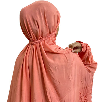 Premium Full Length Namaz Chadar With Sleeves (Imported Fabric) – Peachy Pink