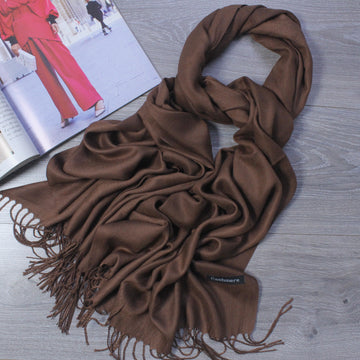 Plain Winter Cashmere Hijab – Chocolate