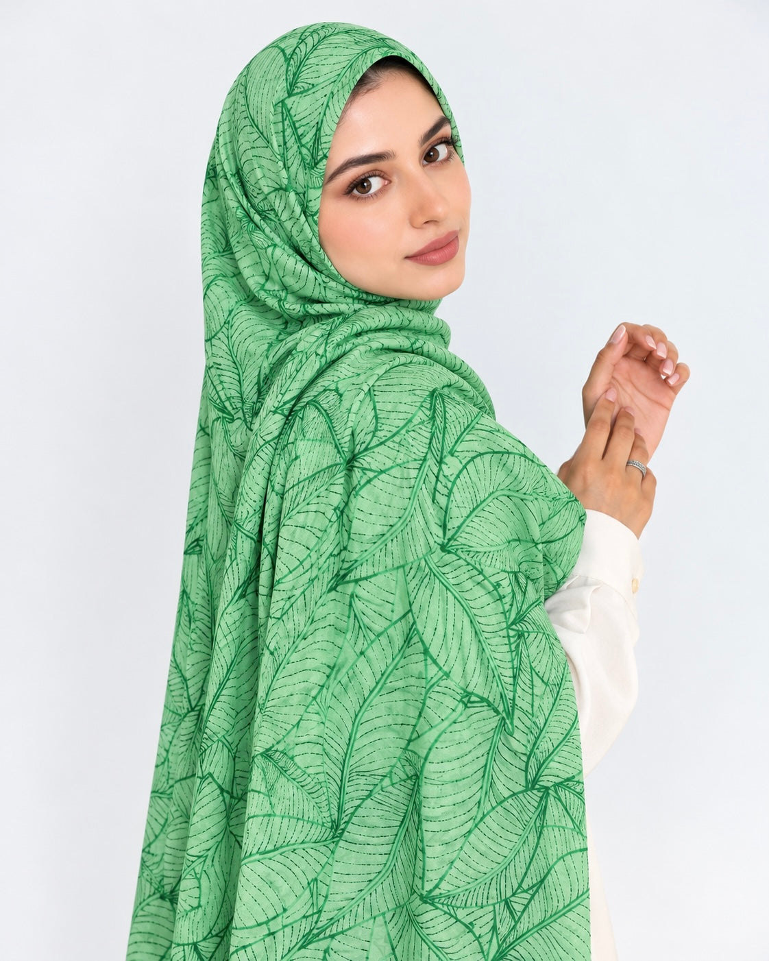 Verdana Printed Lawn Hijab - Leafy