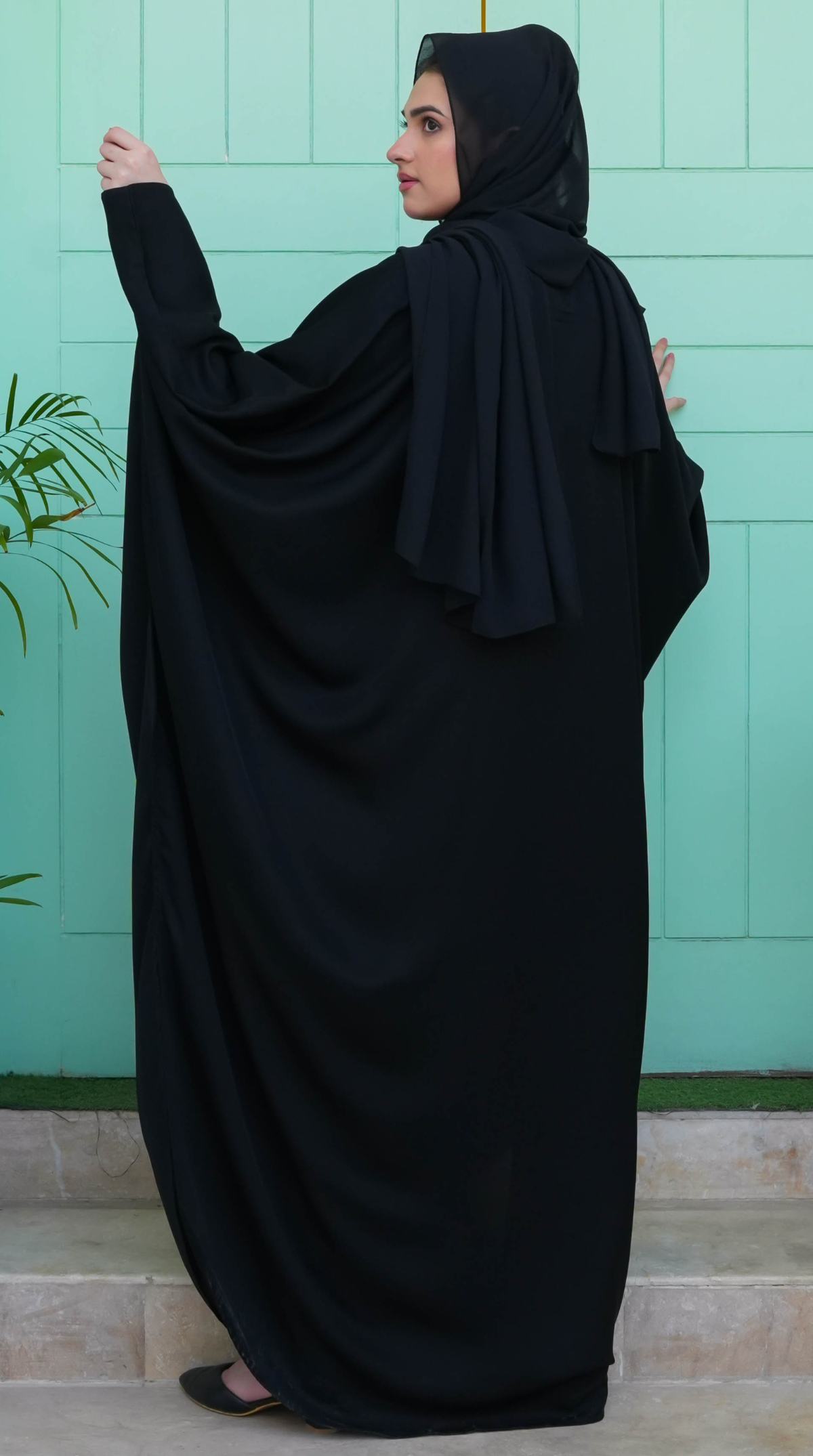 Butterfly Abaya (Front Open)- Black