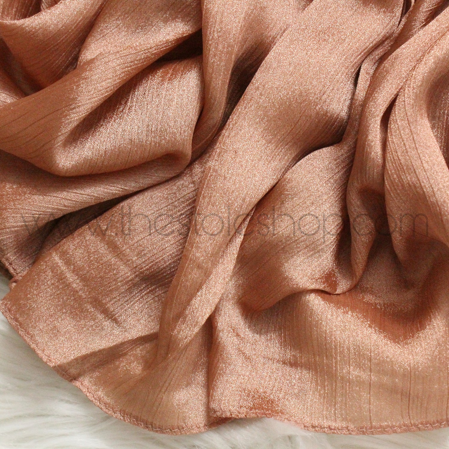 Metallics Crinkle Silk Hijab – Burnt Orange