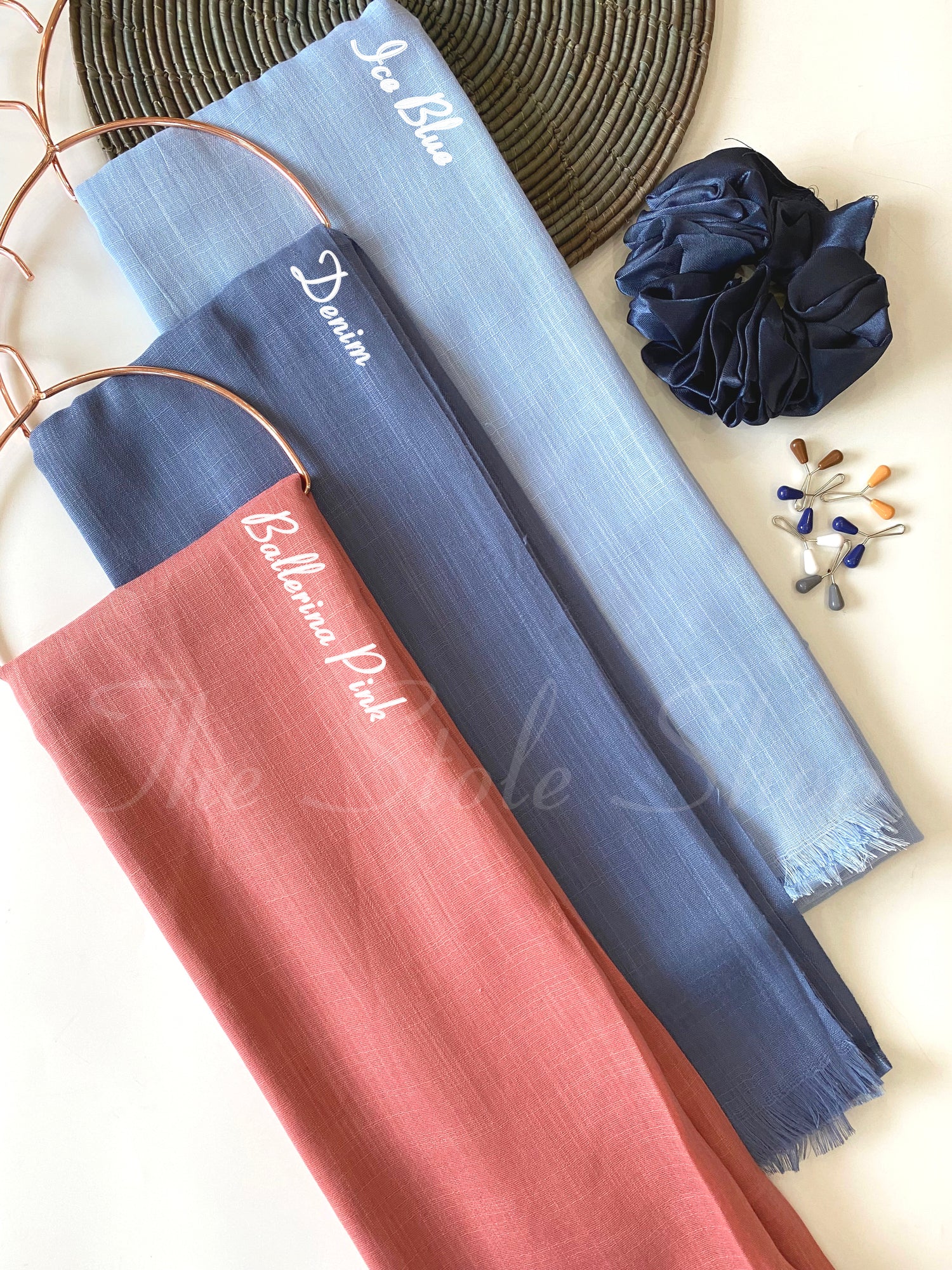 “Bluette” Premium Turkish (Regular Width) Hijab Bundle of 3