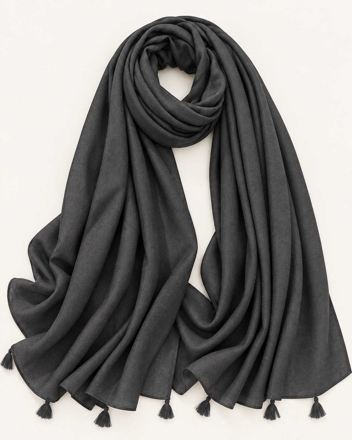 Plain With Tassels - Charcoal