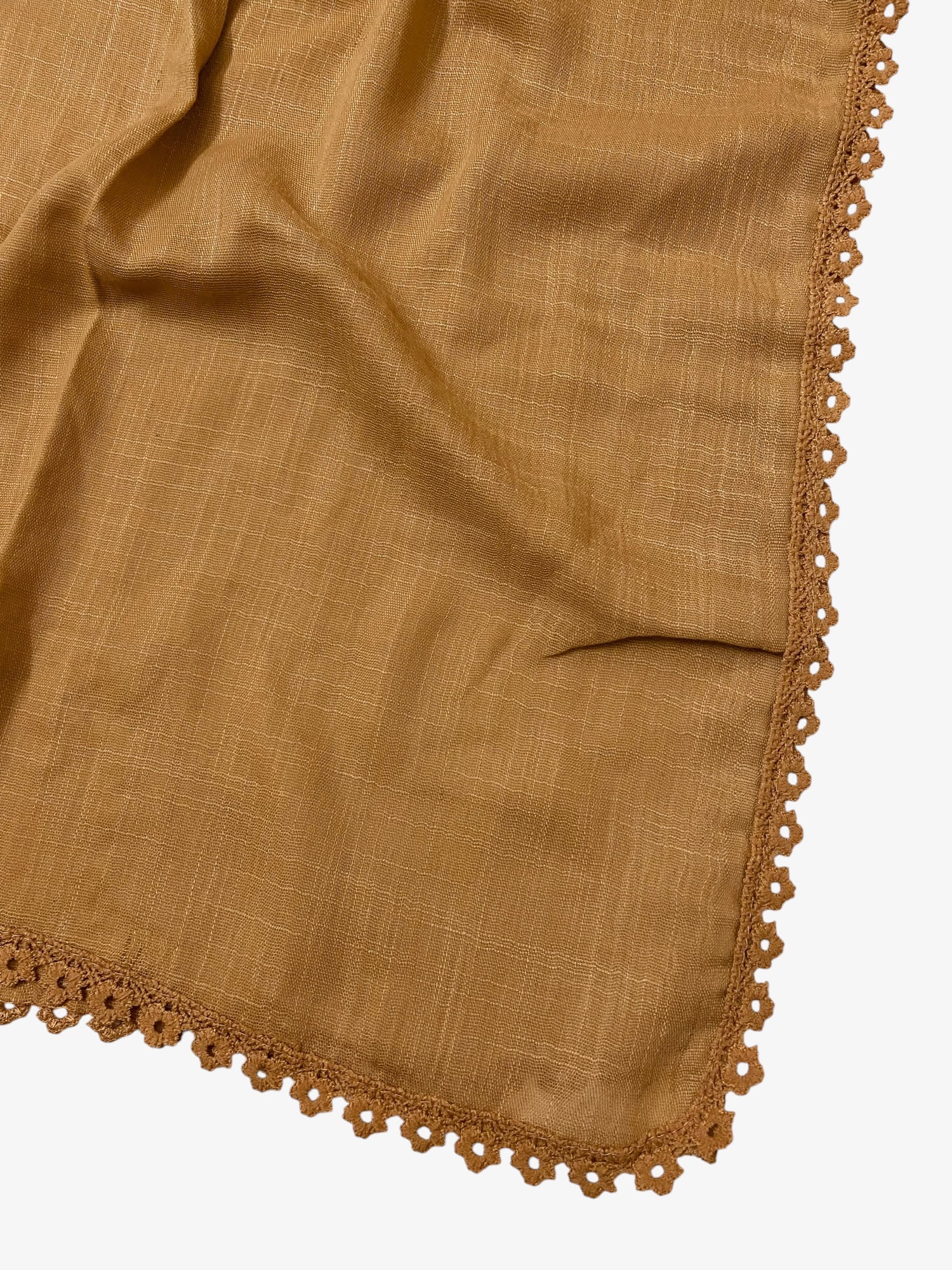 Expressions Turkish Lawn (Wider Width) Lace Hijab - Burnt Mustard