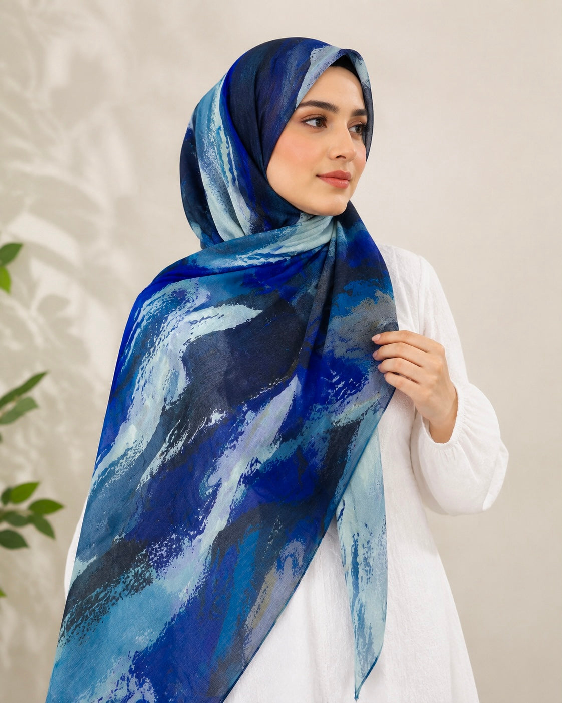 Muse Lawn Printed Hijabs - Royal Blue