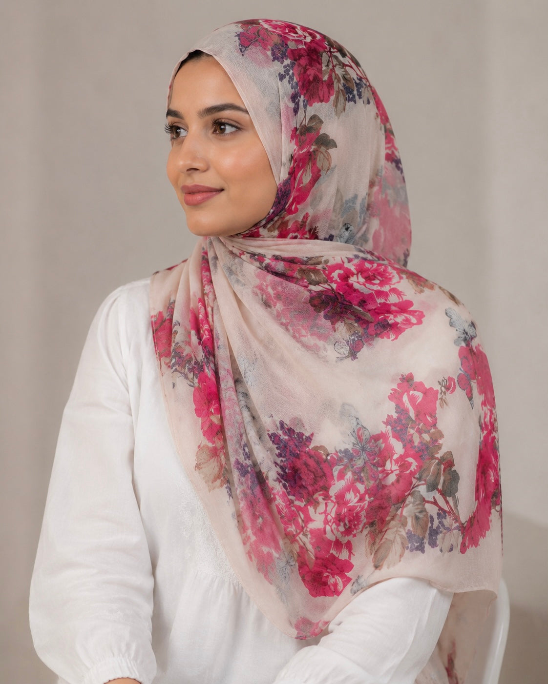 Aria Lawn Printed Hijabs - Powder Pink