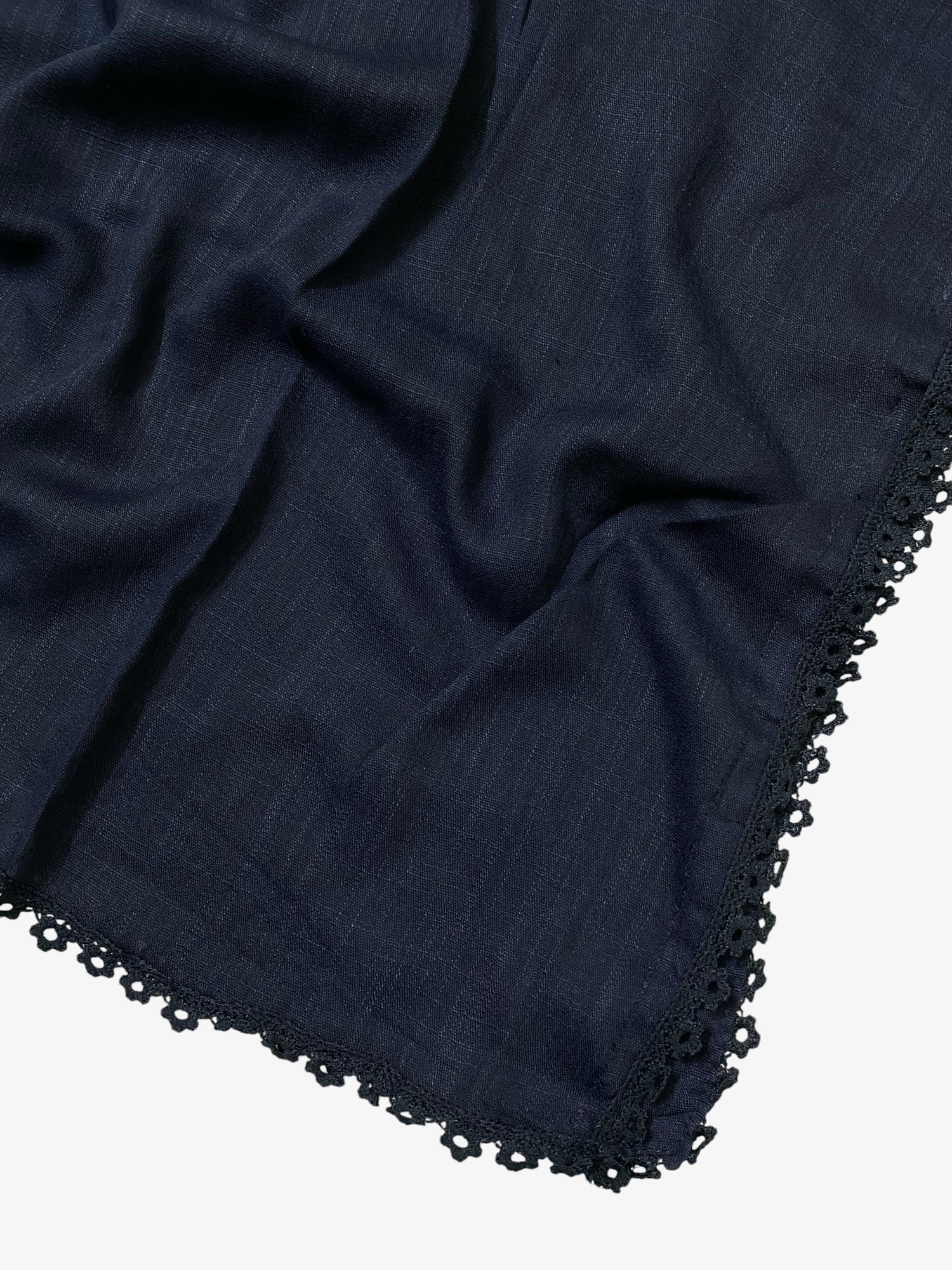 Expressions Turkish Lawn (Wider Width) Lace Hijab - Navy Blue