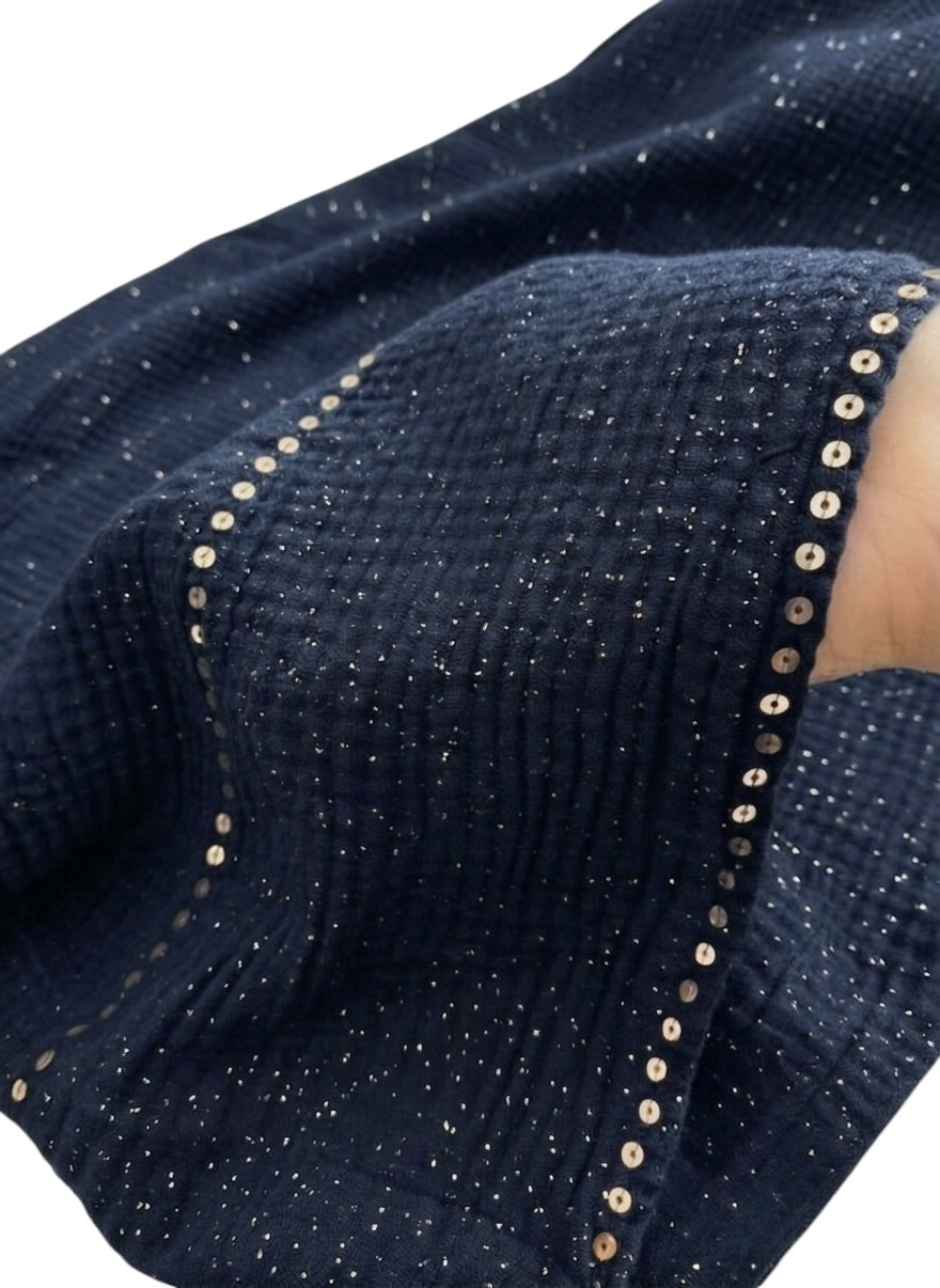 Ripple - Glitter Sequins Hijab XL Size - Navy Blue