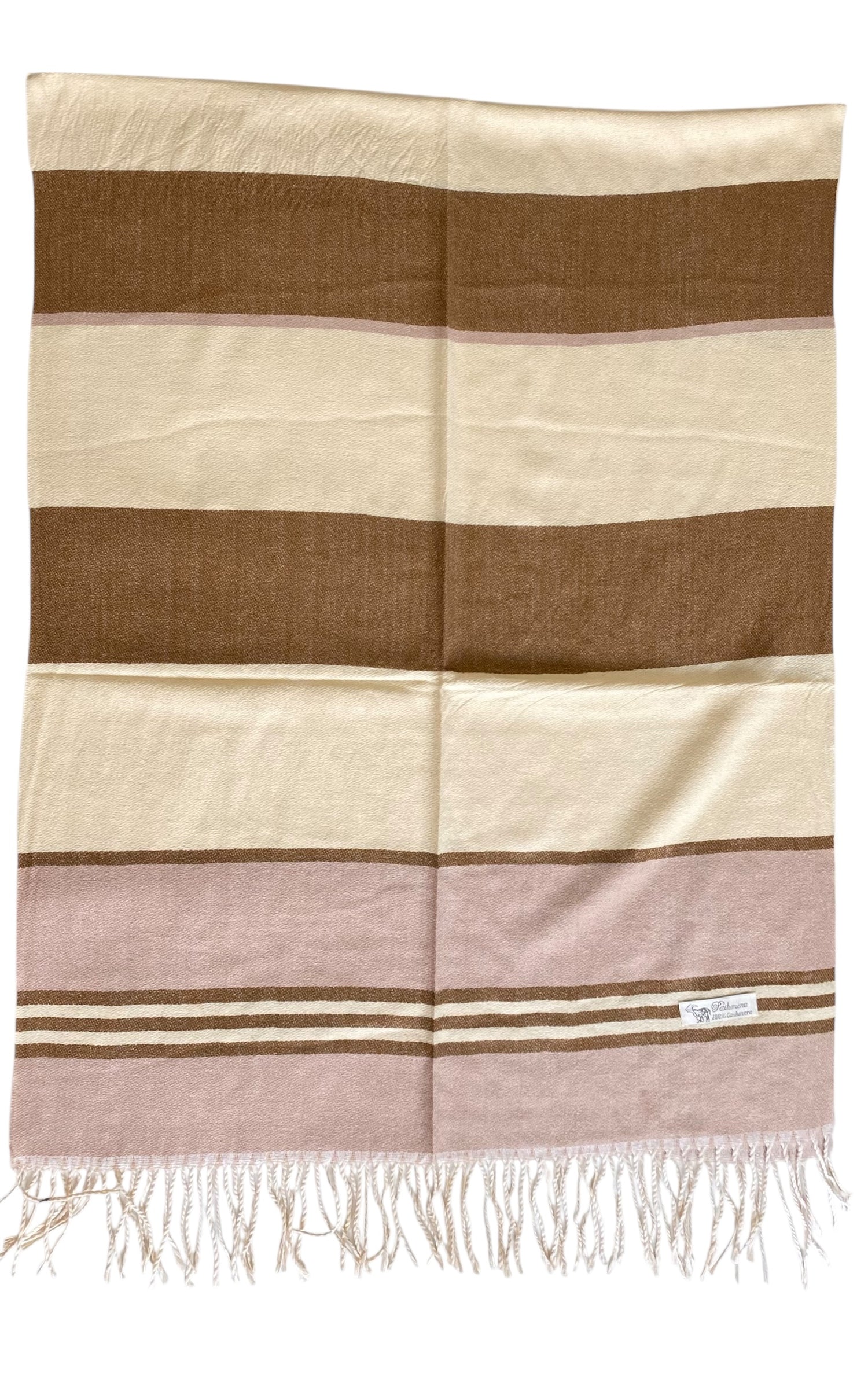 Vogue Woolen Hijab – Chocolate/Cream (Pink Border)