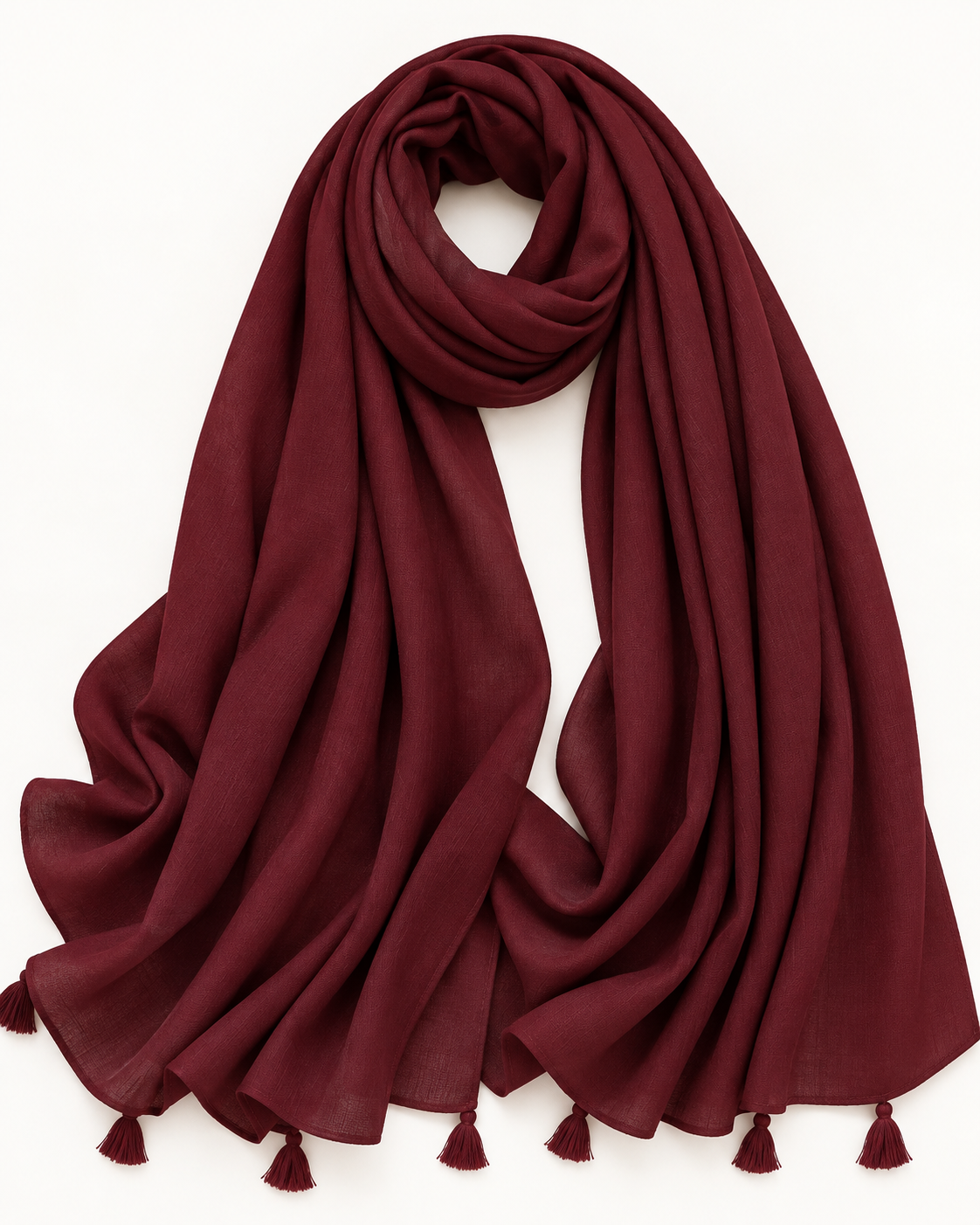 Plain With Tassels - Maroon