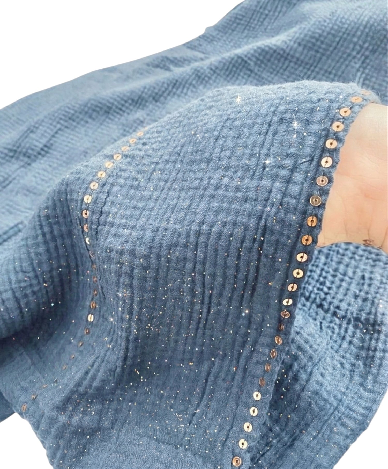 Ripple - Glitter Sequins Hijab XL Size - Denim