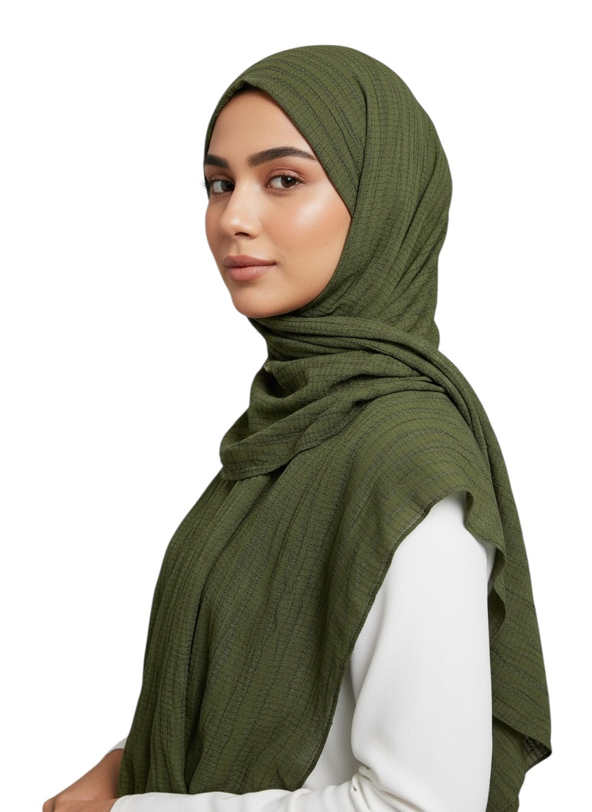 Georgette Crush Hijabs - Olive