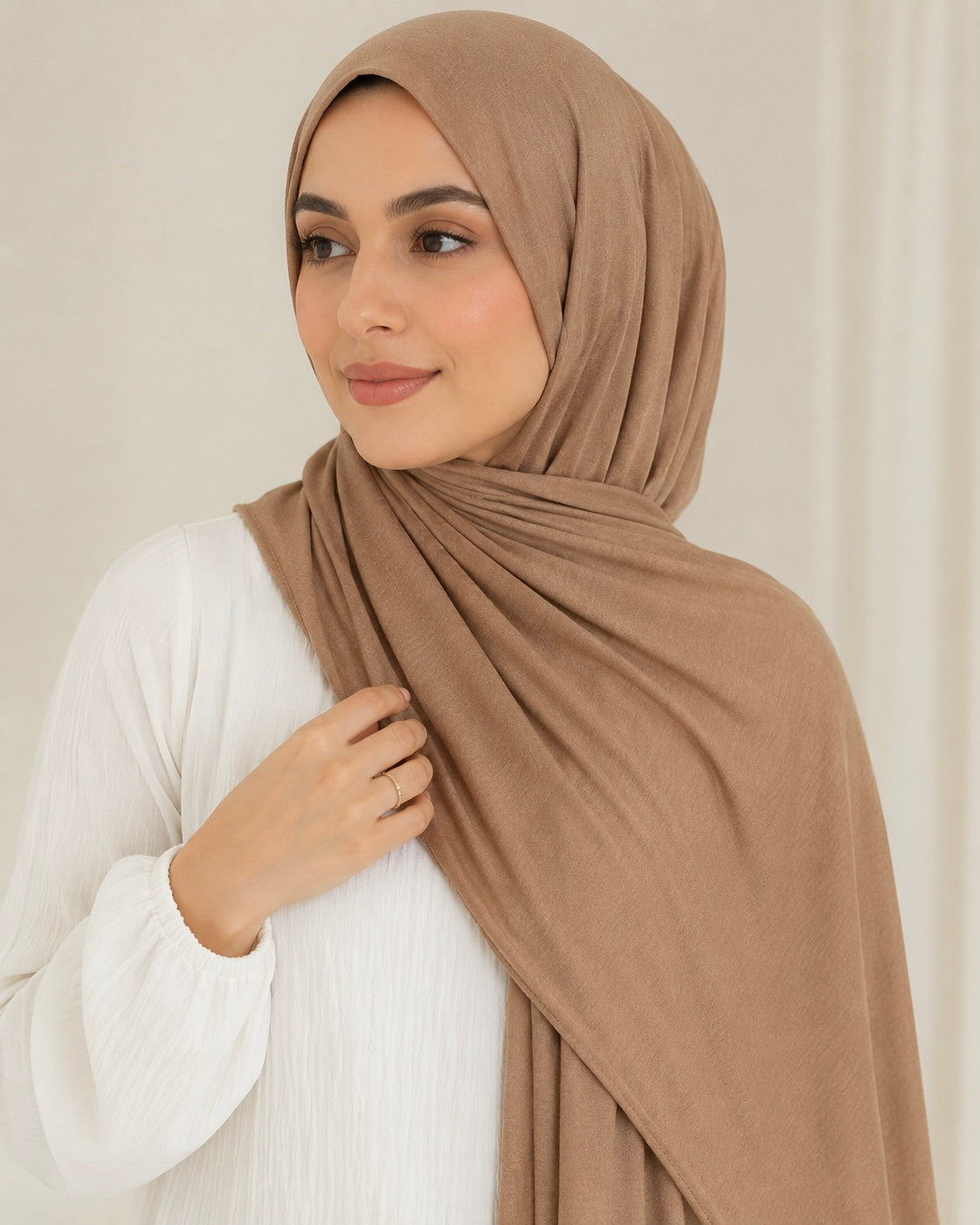 Premium Bamboo Jersey Hijab - Rose Beige