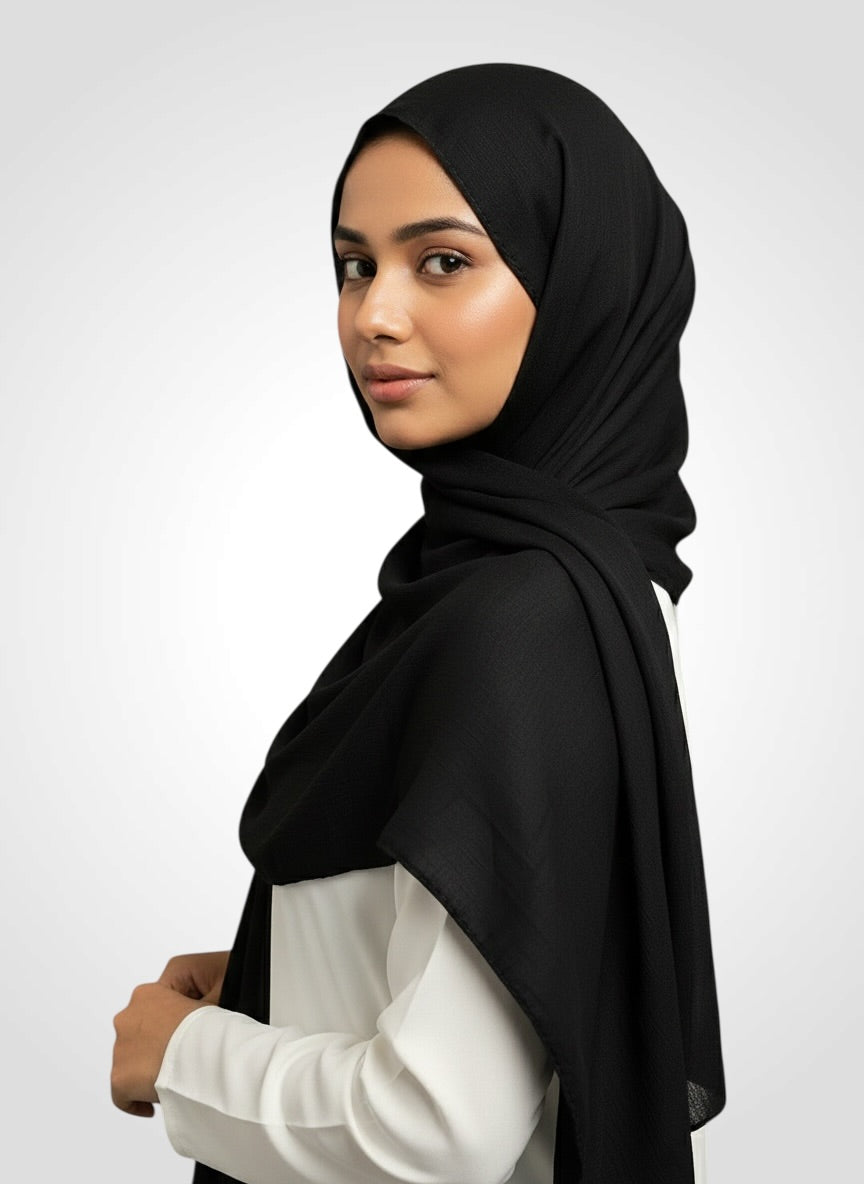 Crushé (Cotton Crush Hijab - Black