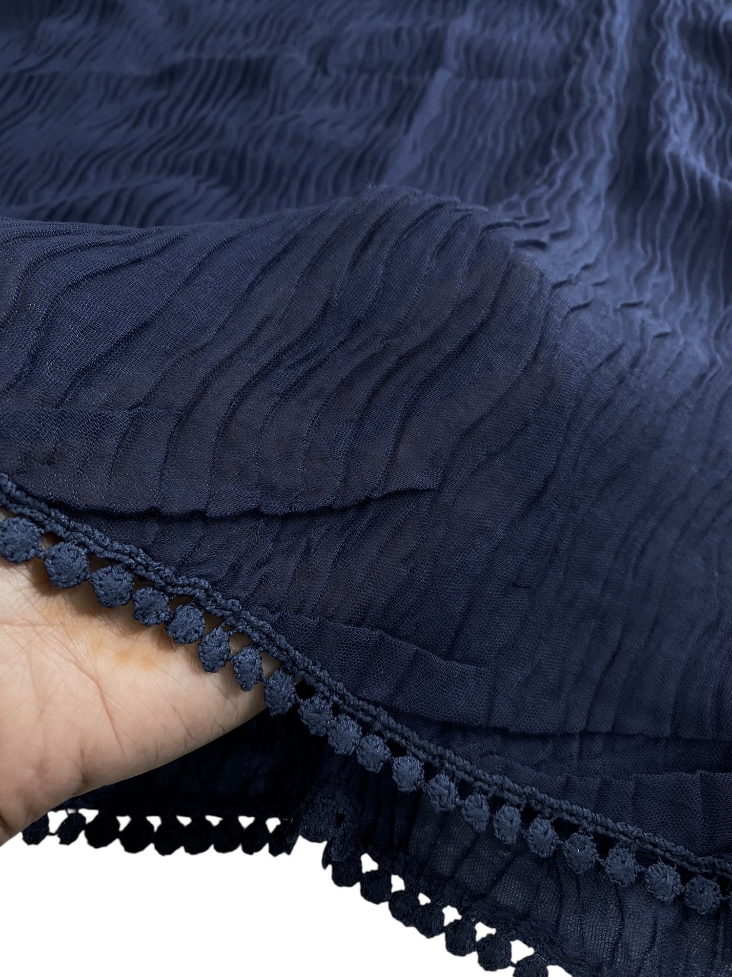 Rawaa Pleated Hijabs – Navy Blue