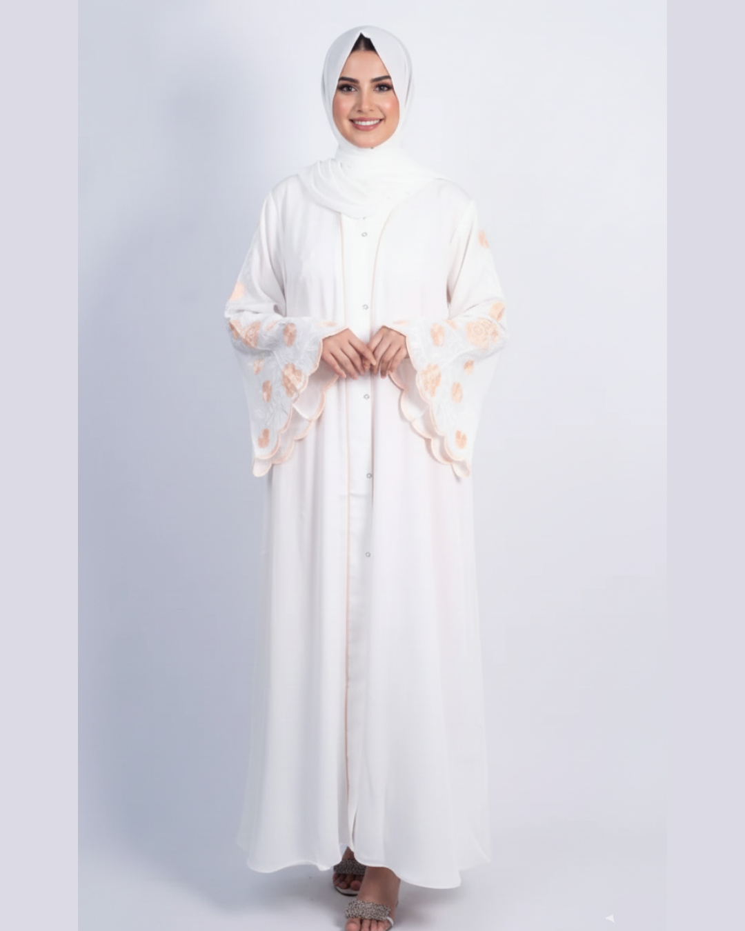 Meadows Abaya White Series (Light Gold) With Free Delivery