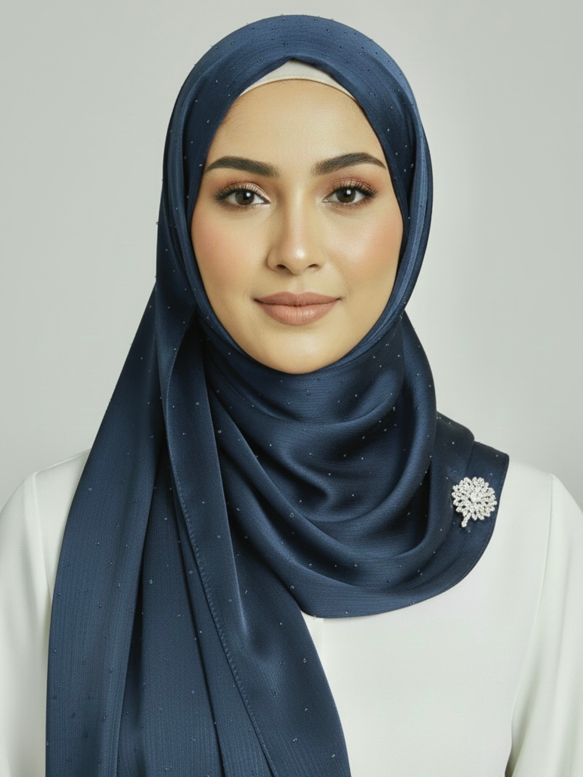 Luxe Crinkle Silk Hijab – Midnight