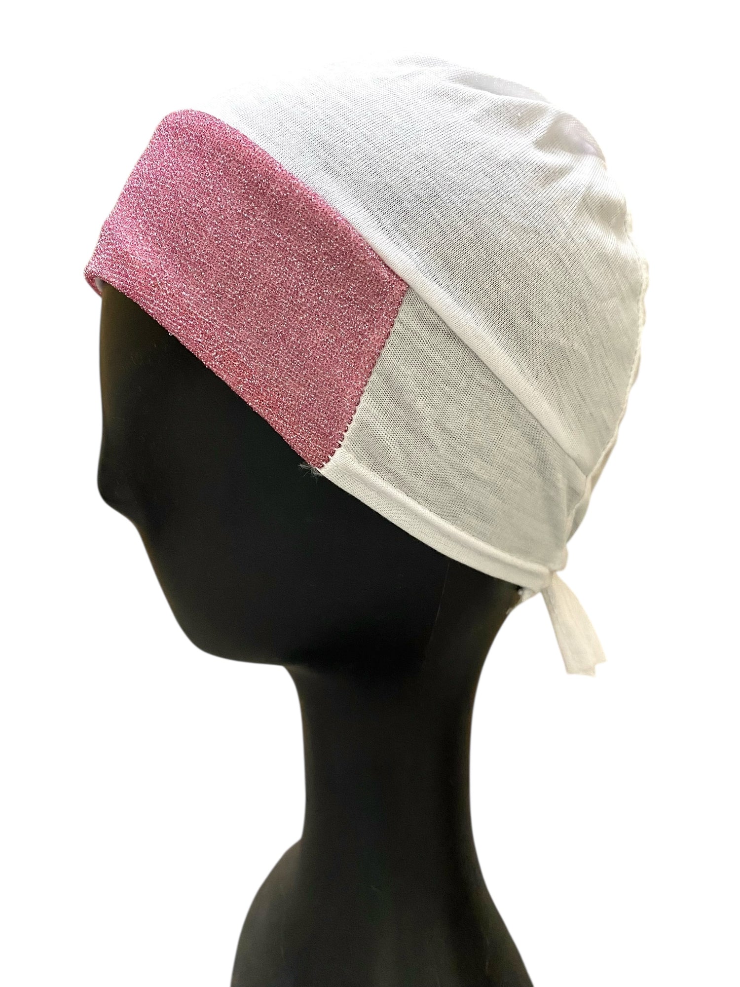 Moonlight Full Covered Hijab Cap – White and Pink