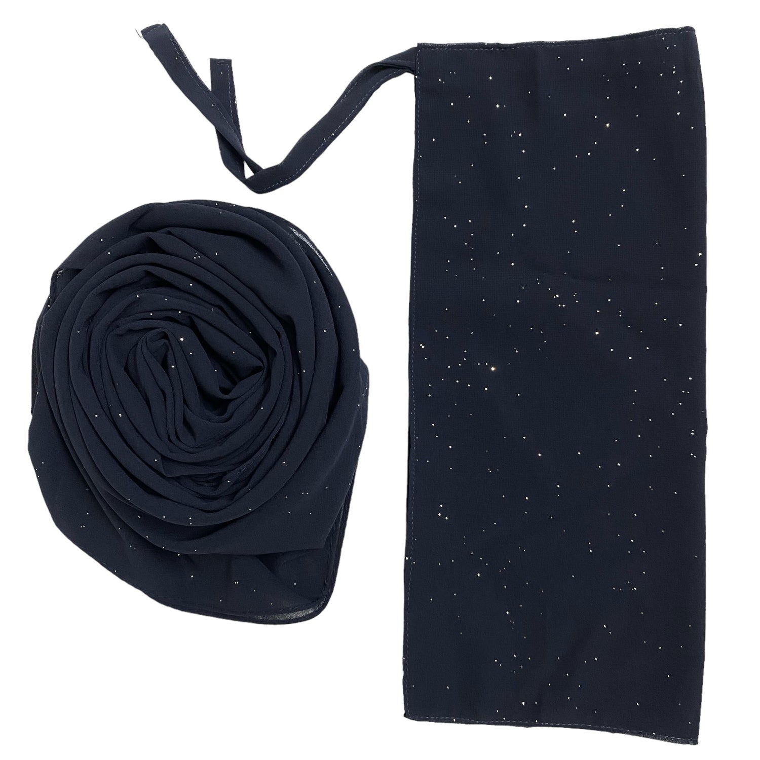 Matching Glitter Hijab & Niqab Sets - Navy Blue