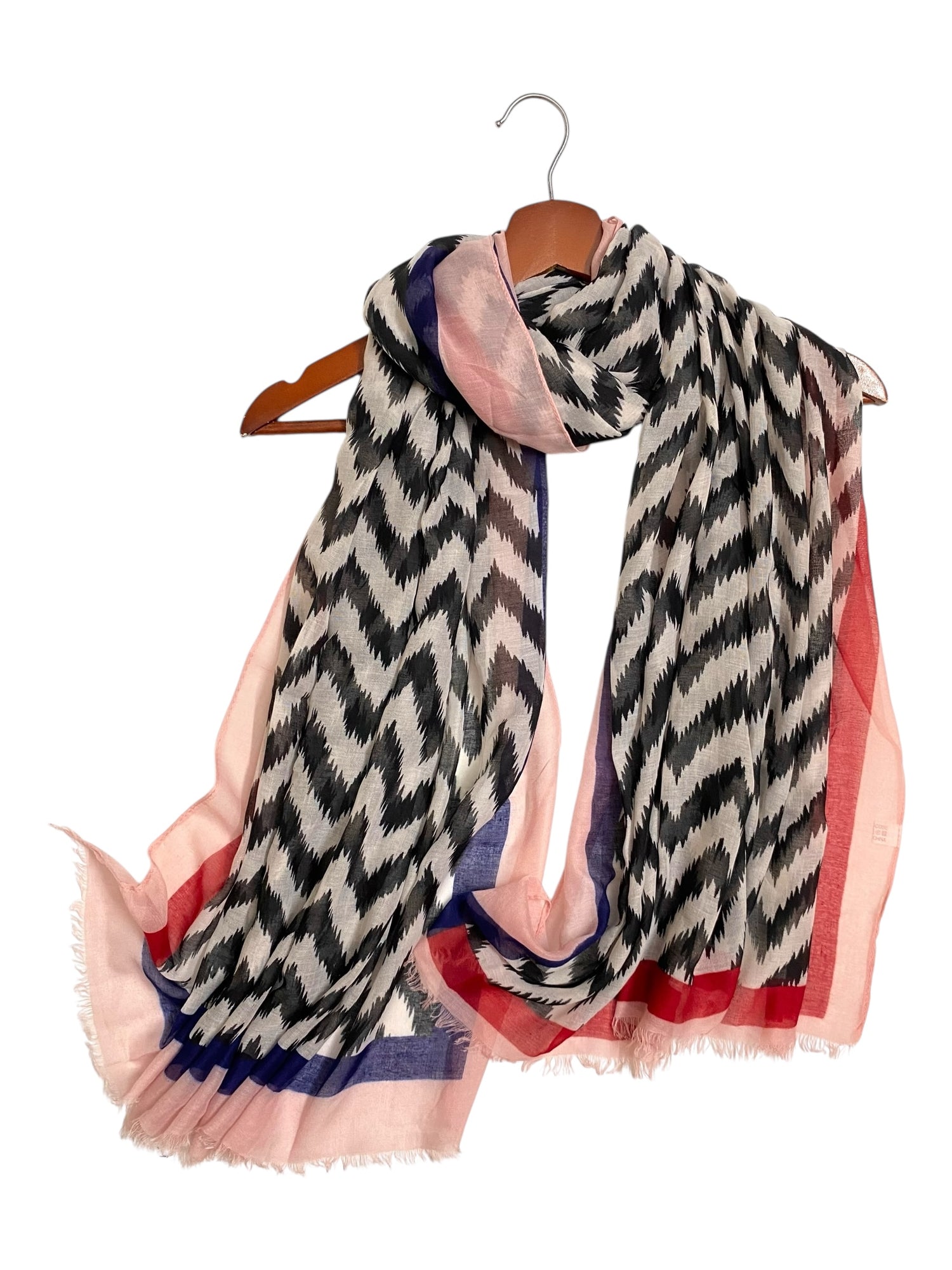 Chevron Printed Hijabs - Flamingo