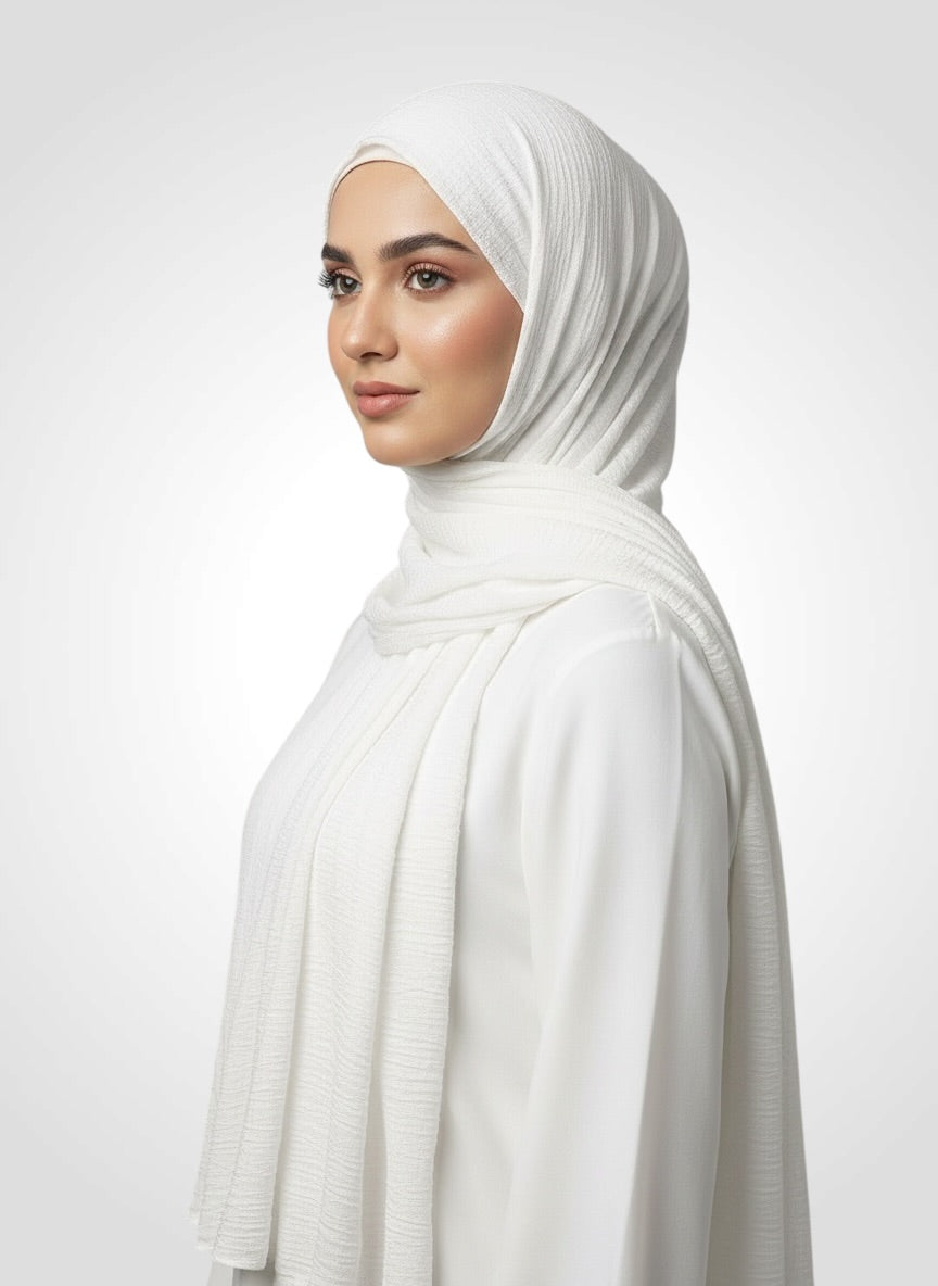 Crushé (Cotton Crush Hijab - Pearl White
