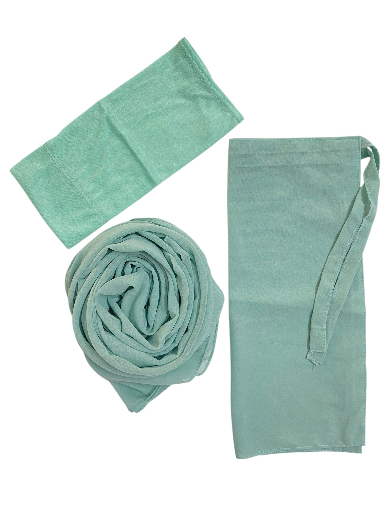Matching Trio - Hijab, Niqab and Cap Set - Pastel Green