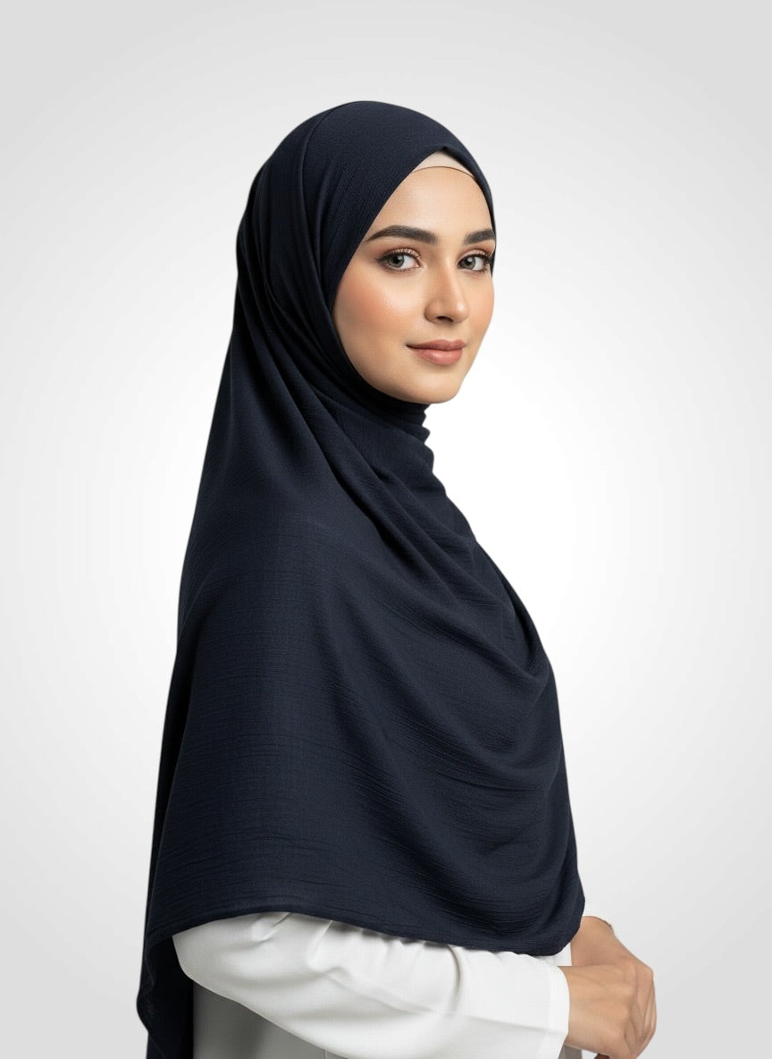 Crushé (Cotton Crush Hijab - Navy Blue