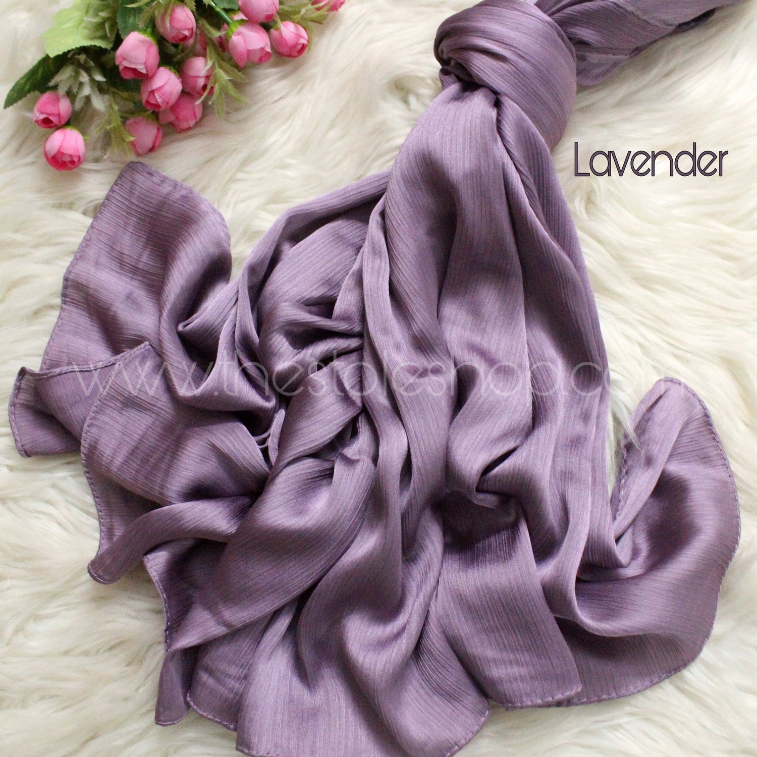 Metallics Crinkle Silk Hijab – Lavender