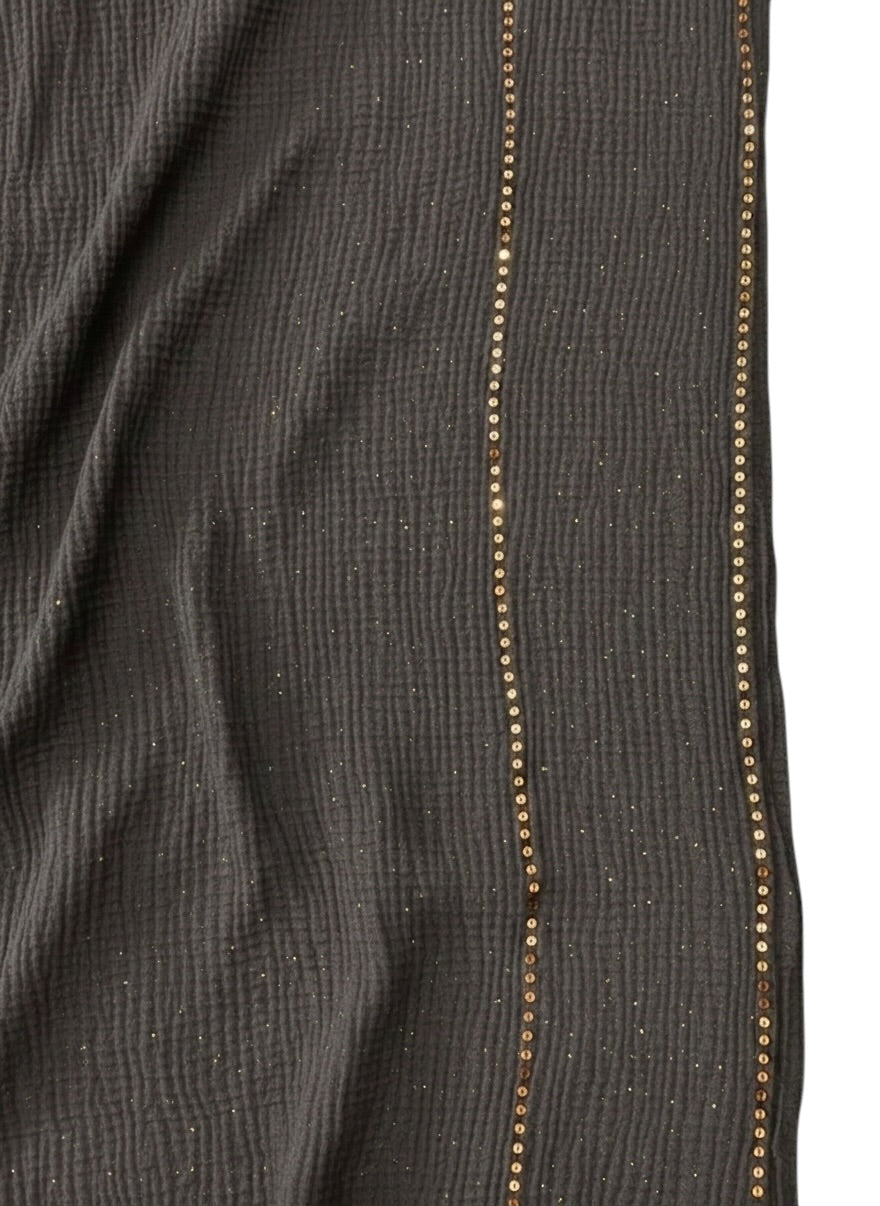 Ripple - Glitter Sequins Hijab XL Size - Smoke Grey
