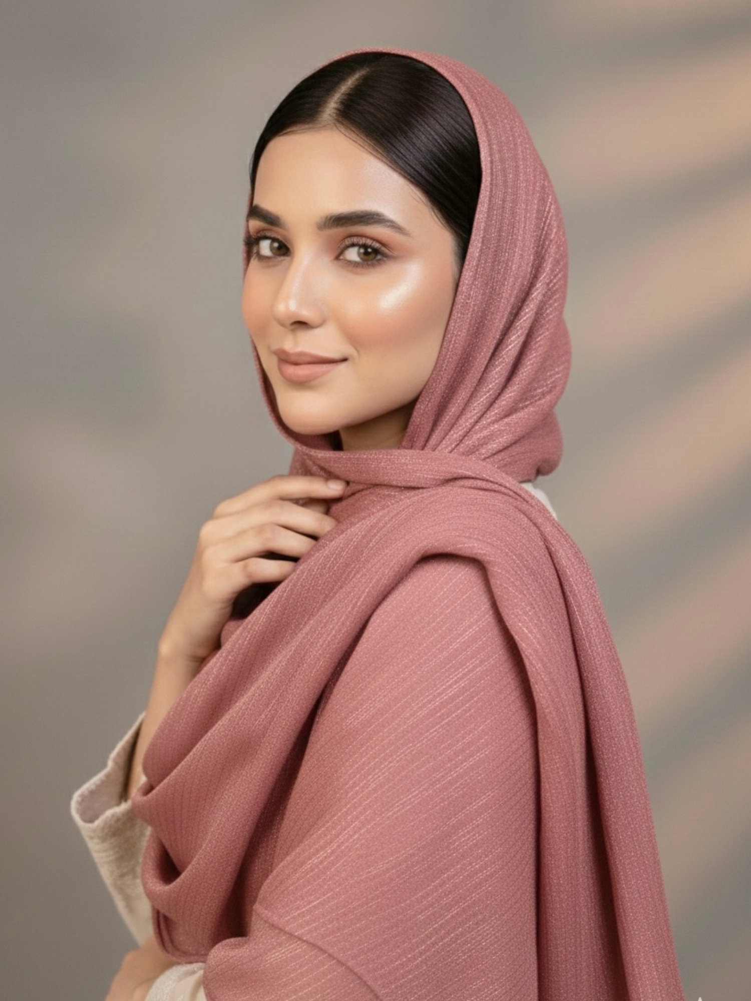 Gleamz Crinkle Silk Hijab - Opera Mauve