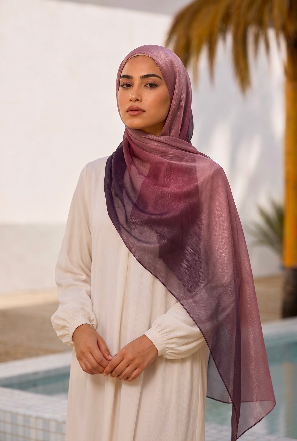 Gemini Organza Ombre Hijab - Mulberry