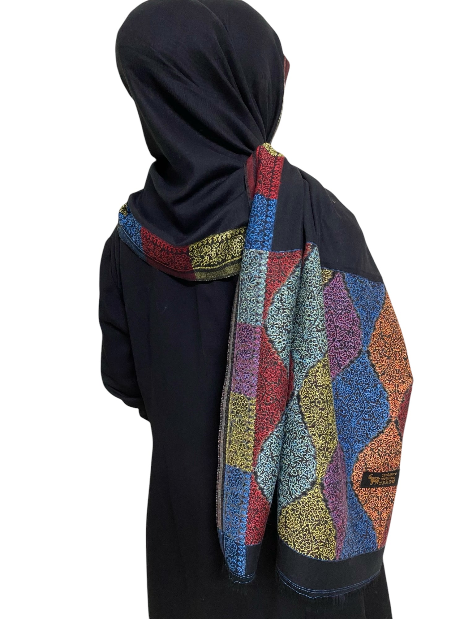 Pashmina Jacquard Border - Black