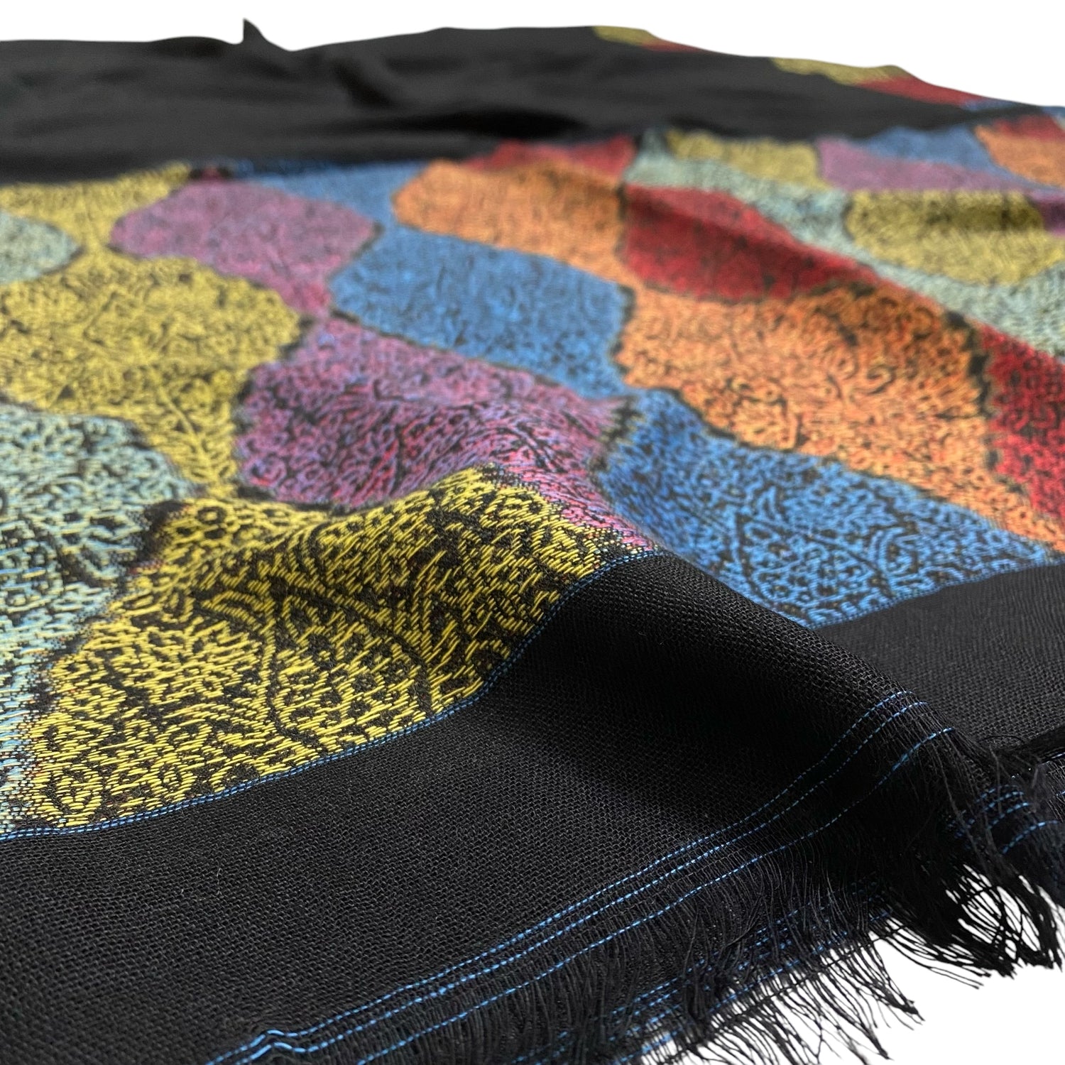 Pashmina Jacquard Border - Black