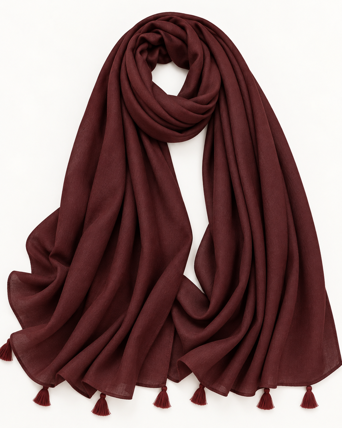 Plain With Tassels - Deep Maroon