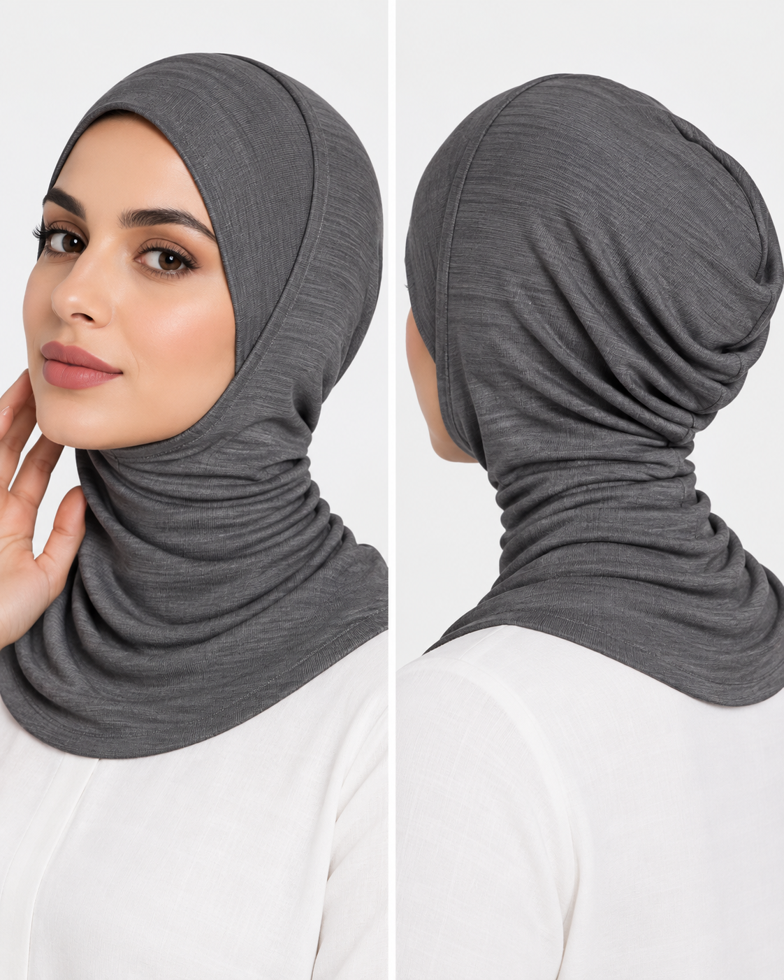 Neck Cover Hijab Cap - Charcoal