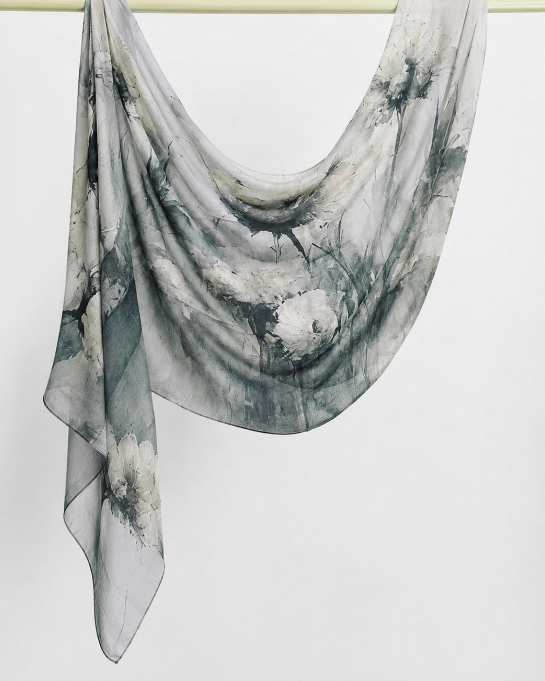 Bella Cotton Printed Hijab - Silver Mist