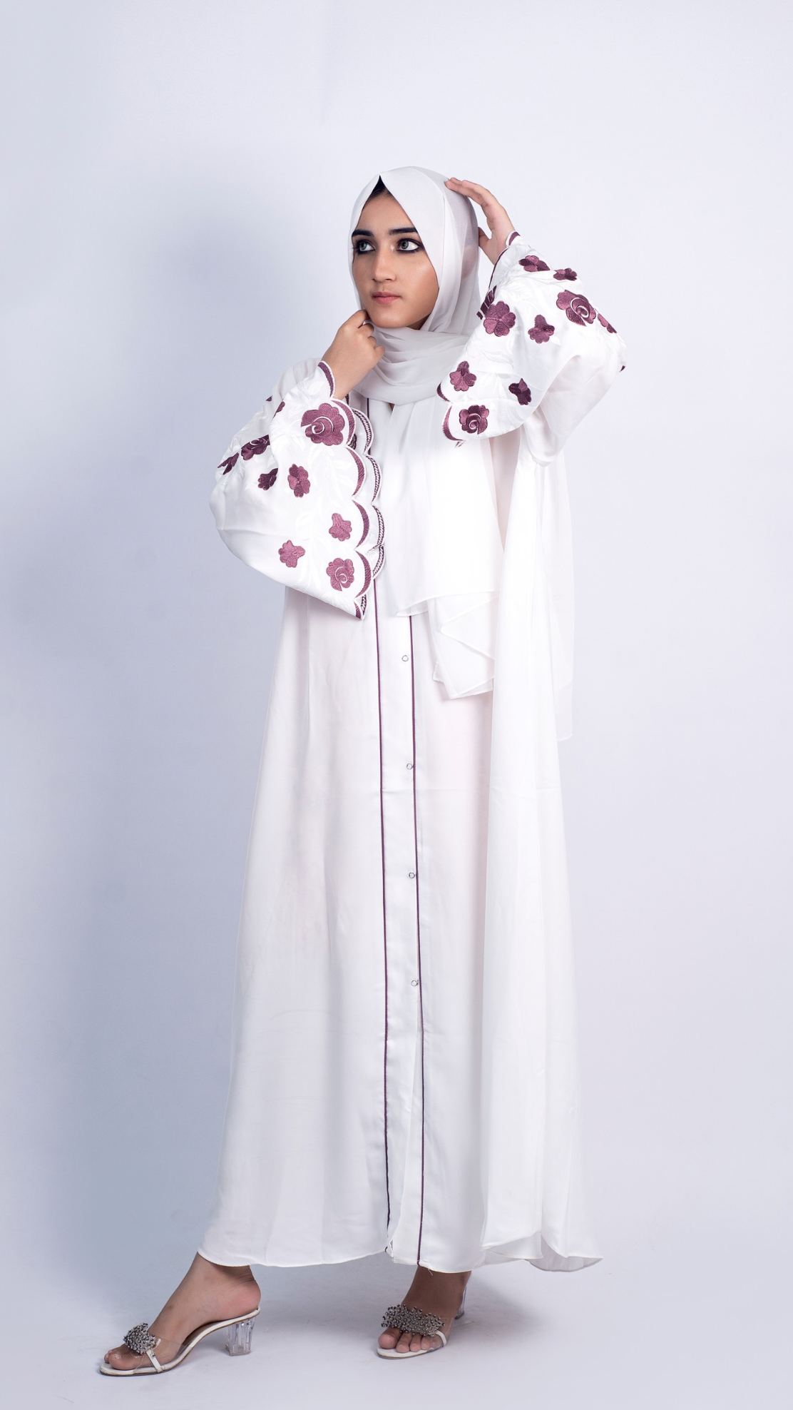 Meadows Abaya White Series (Plum) With Free Delivery