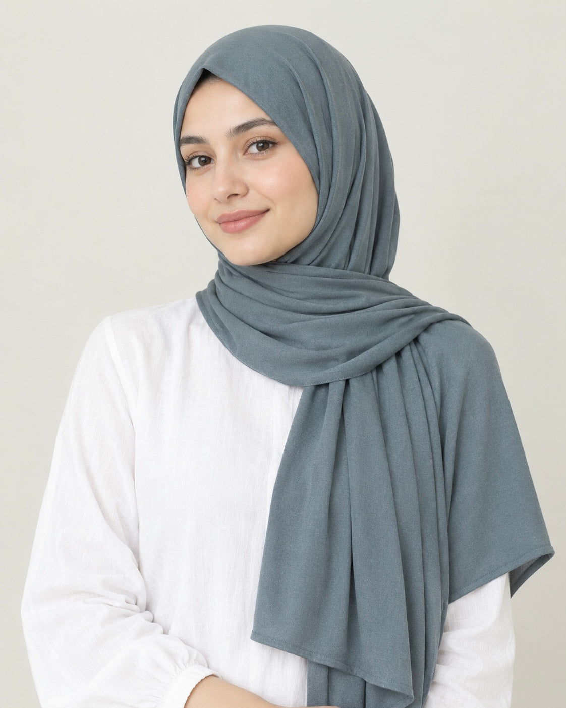 Premium Bamboo Jersey Hijab - Slate Blue