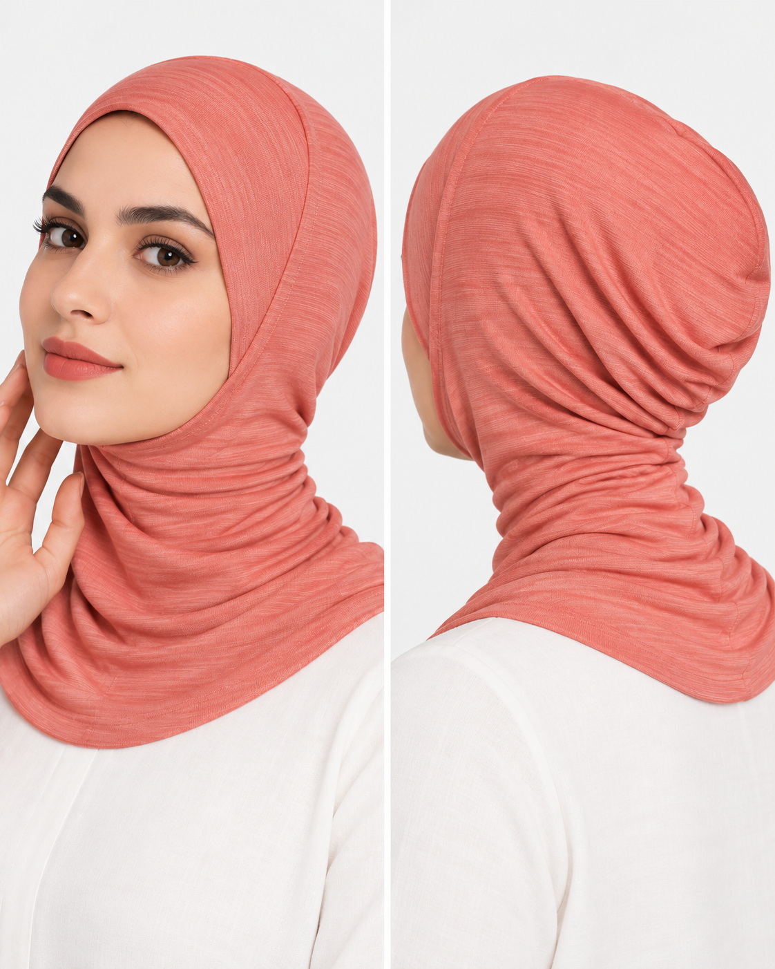 Neck Cover Hijab Cap - Peachy Pink