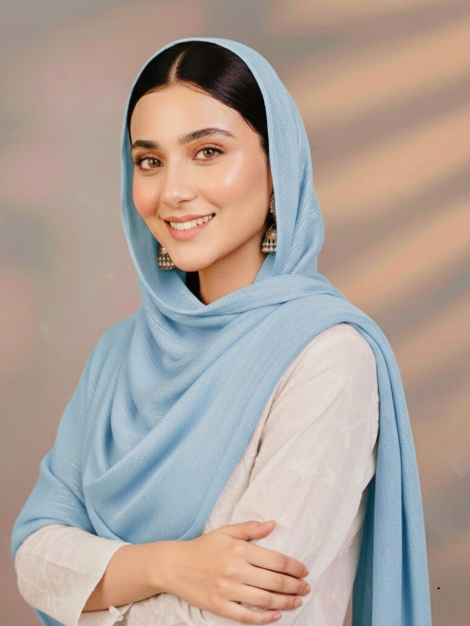 Gleamz Crinkle Silk Hijab – Powder Blue