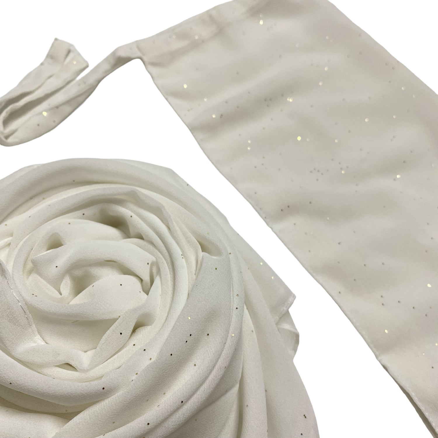 Matching Glitter Hijab & Niqab Sets - Pearl White