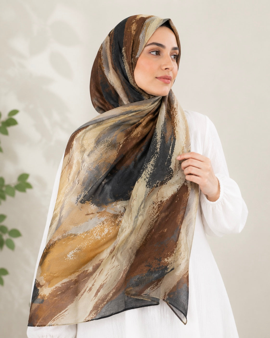 Muse Lawn Printed Hijabs - Earth Brown