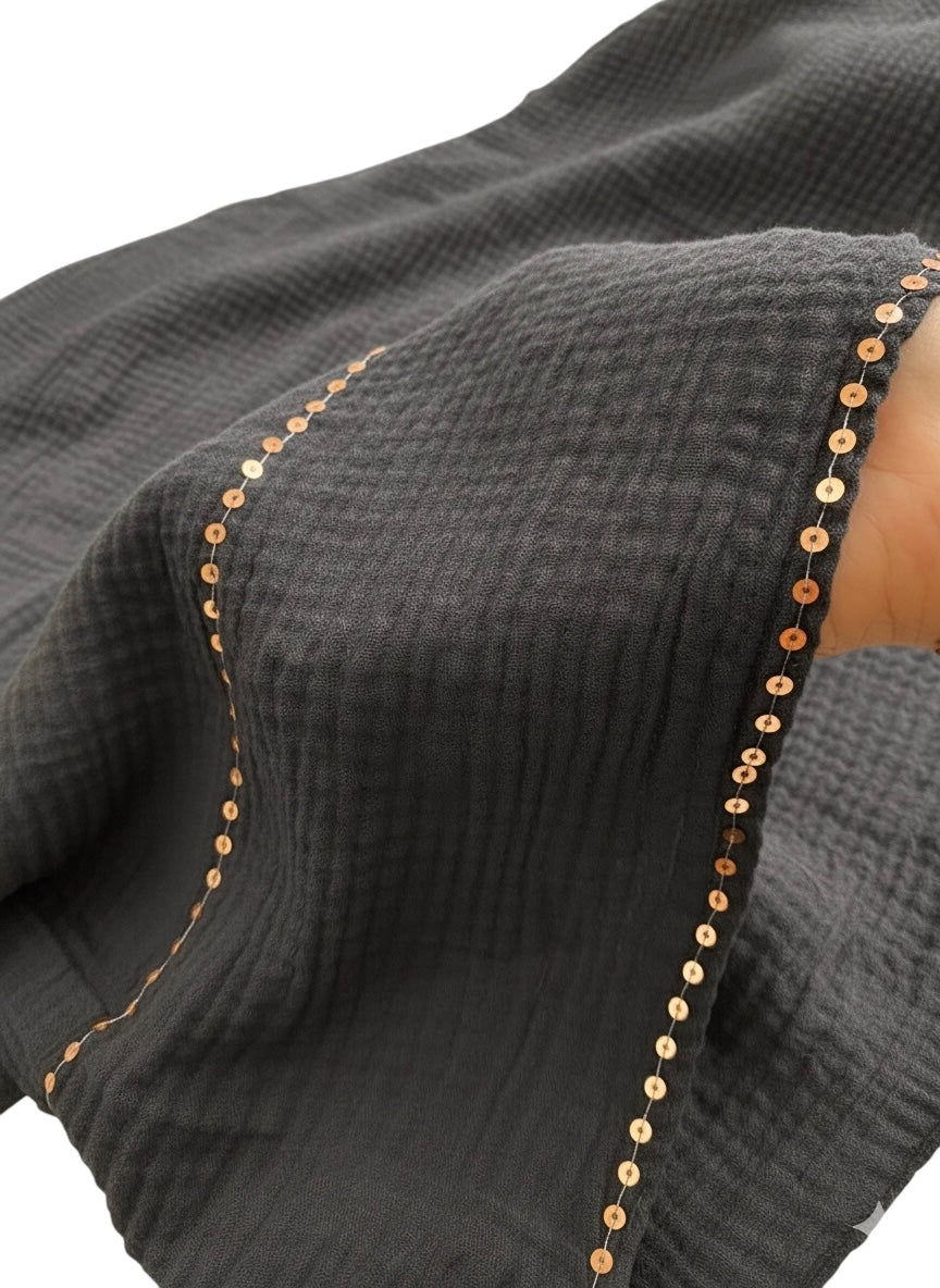 Ripple Sequins Hijab XL Size - Smoke Grey