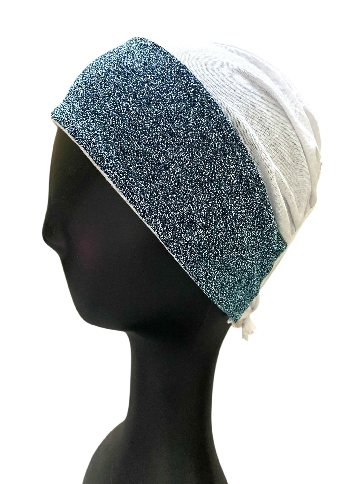 Moonlight Full Covered Hijab Cap – White and Charcoal