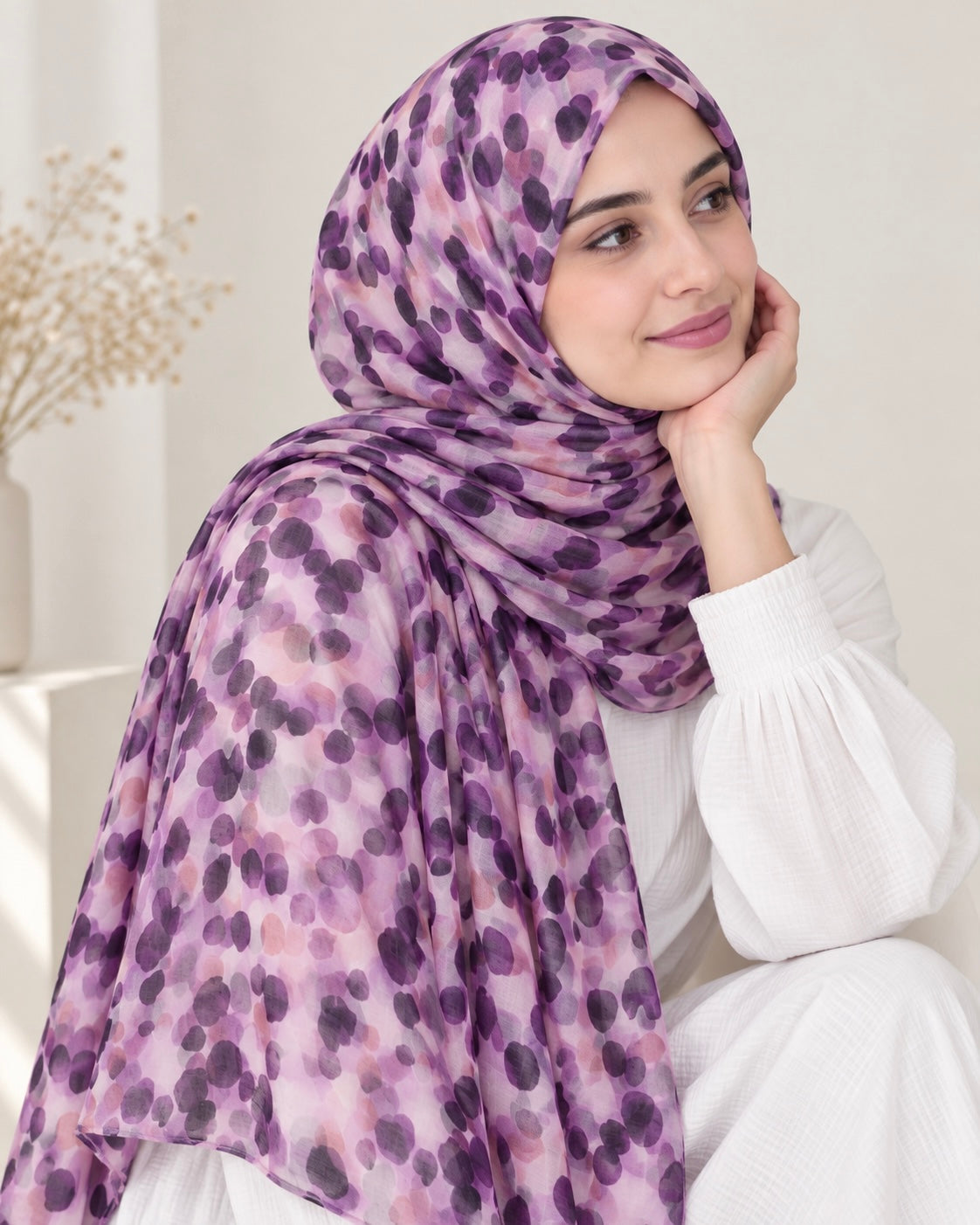Bubbles Lawn Printed Hijabs - Purple