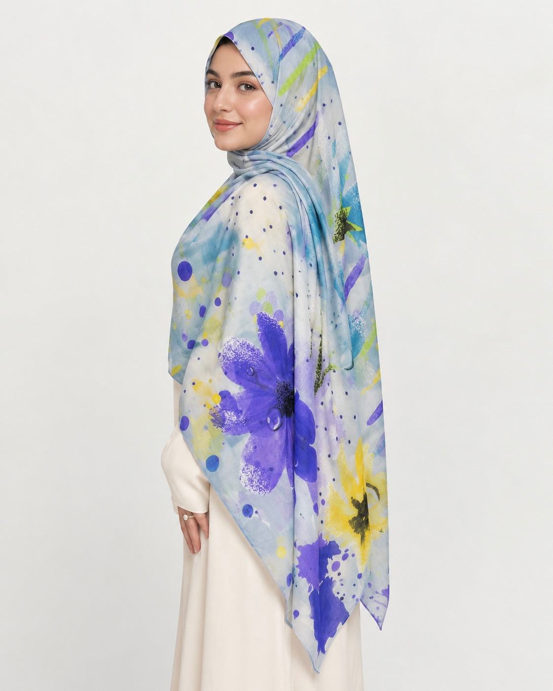 Florabelle Printed Lawn Hijab - Periwinkle