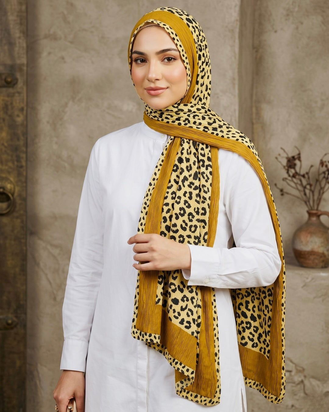 Savannah Pleated Hijab - Mustard