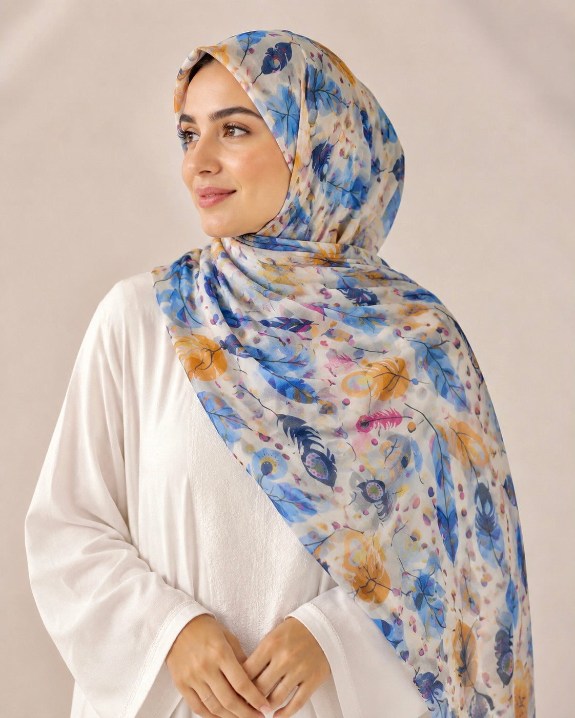 Arbor Lawn Printed Hijabs - Sky Blue