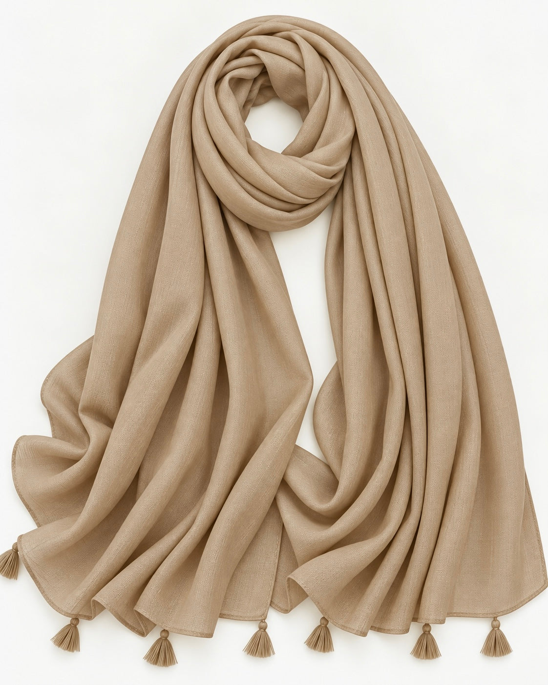 Plain With Tassels - Beige