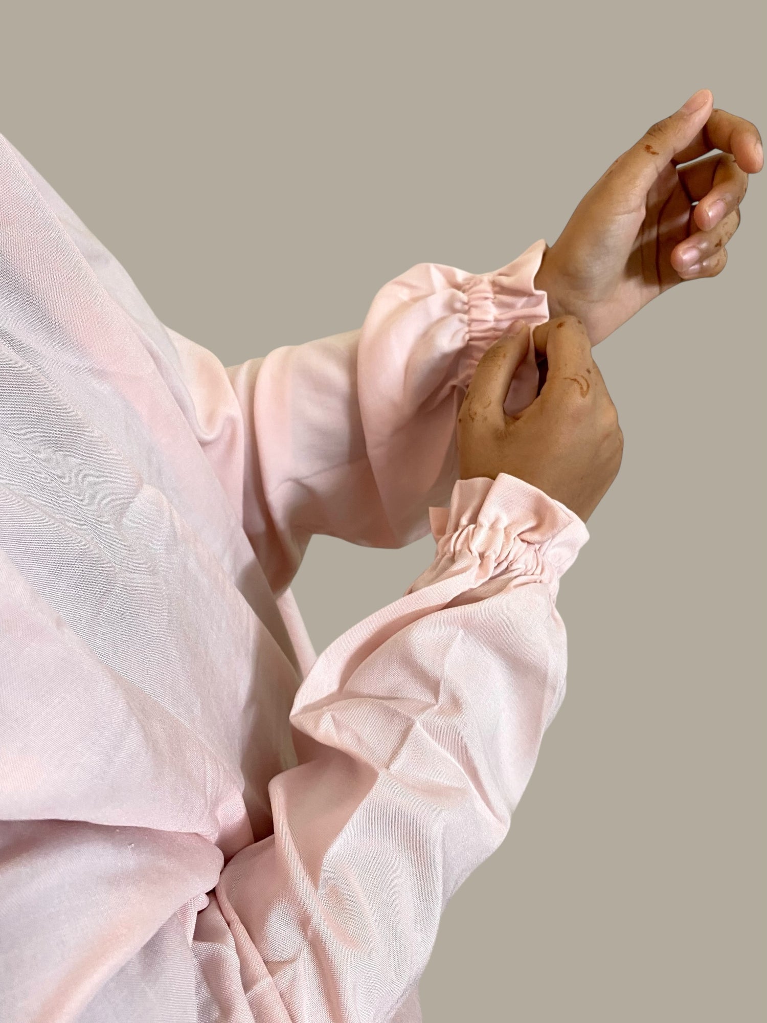 Premium Full Length Namaz Chadar With Sleeves - Nude Pink (Imported Fabric)